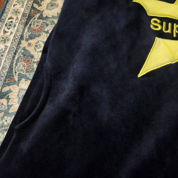 Navy Blue and Yellow Women's Hoodie Sweater - Picture 6 of 12